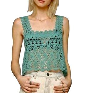 Anthropologie Staring at Stars Crochet Crop Tank Top